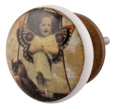 Multicolored Angel Baby Ceramic Flat Drawer Knob Online